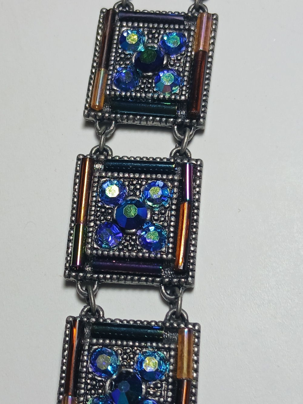 Blue Crystal Square Link Choker - Picture 4 of 4